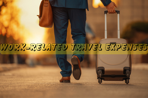 Work-related travel expenses that are tax deductible.