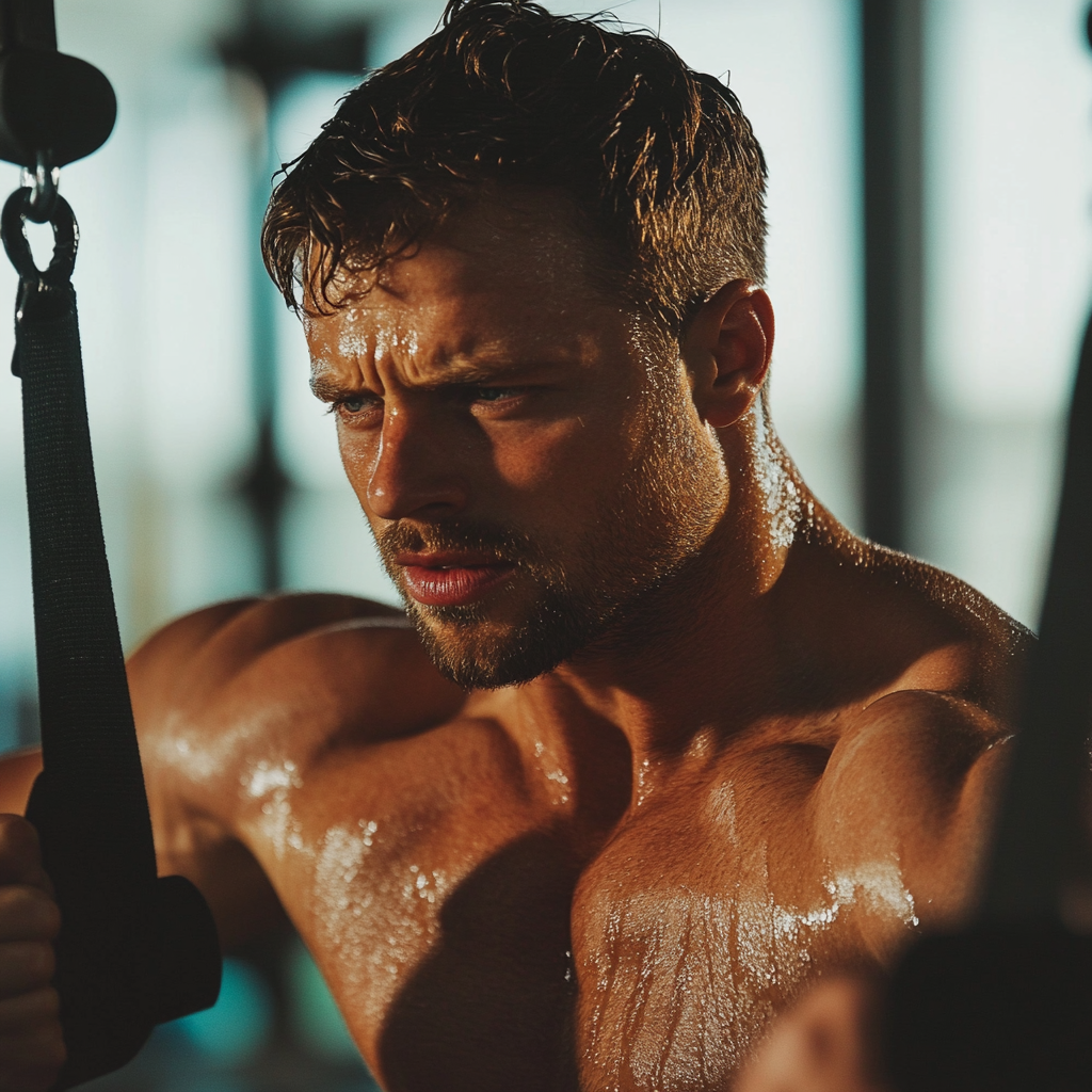 Man sweating during a HIIT workout