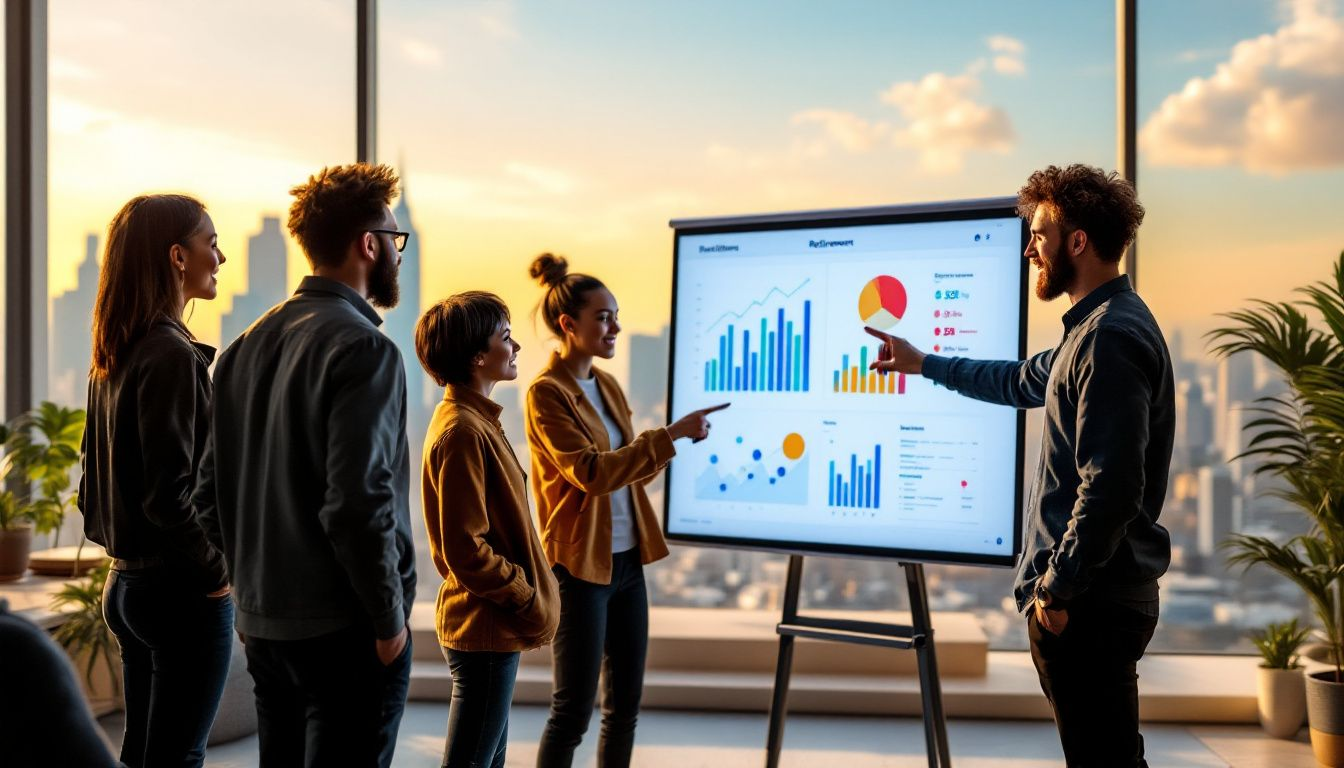 An image of a workplace setting with employees discussing retirement plans.