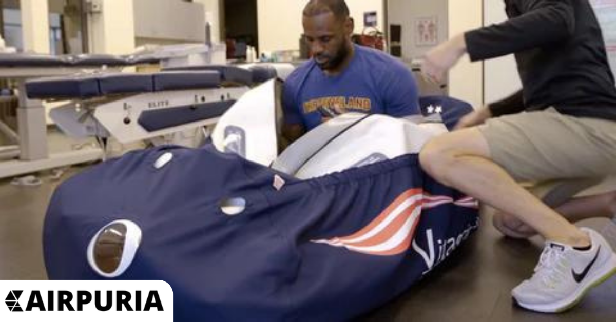 LeBron James using the Vitaeris 320 hyperbaric chamber.