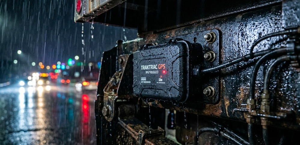 Waterproof GPS tracker mounted under a truck frame in heavy rain 2026 buyer's guide