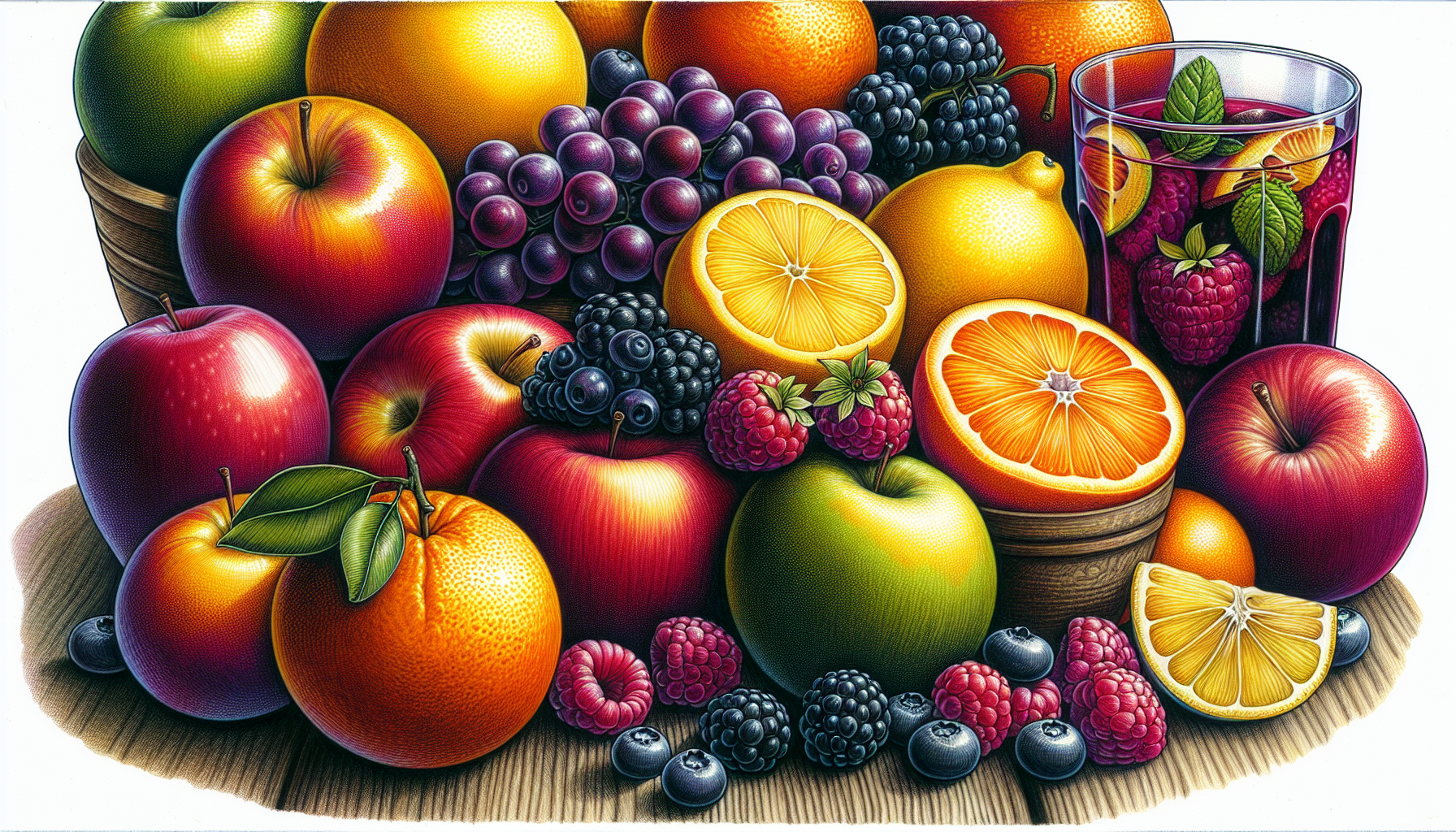 Variety of fresh fruits for sangria