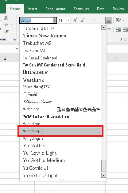 Windings font.