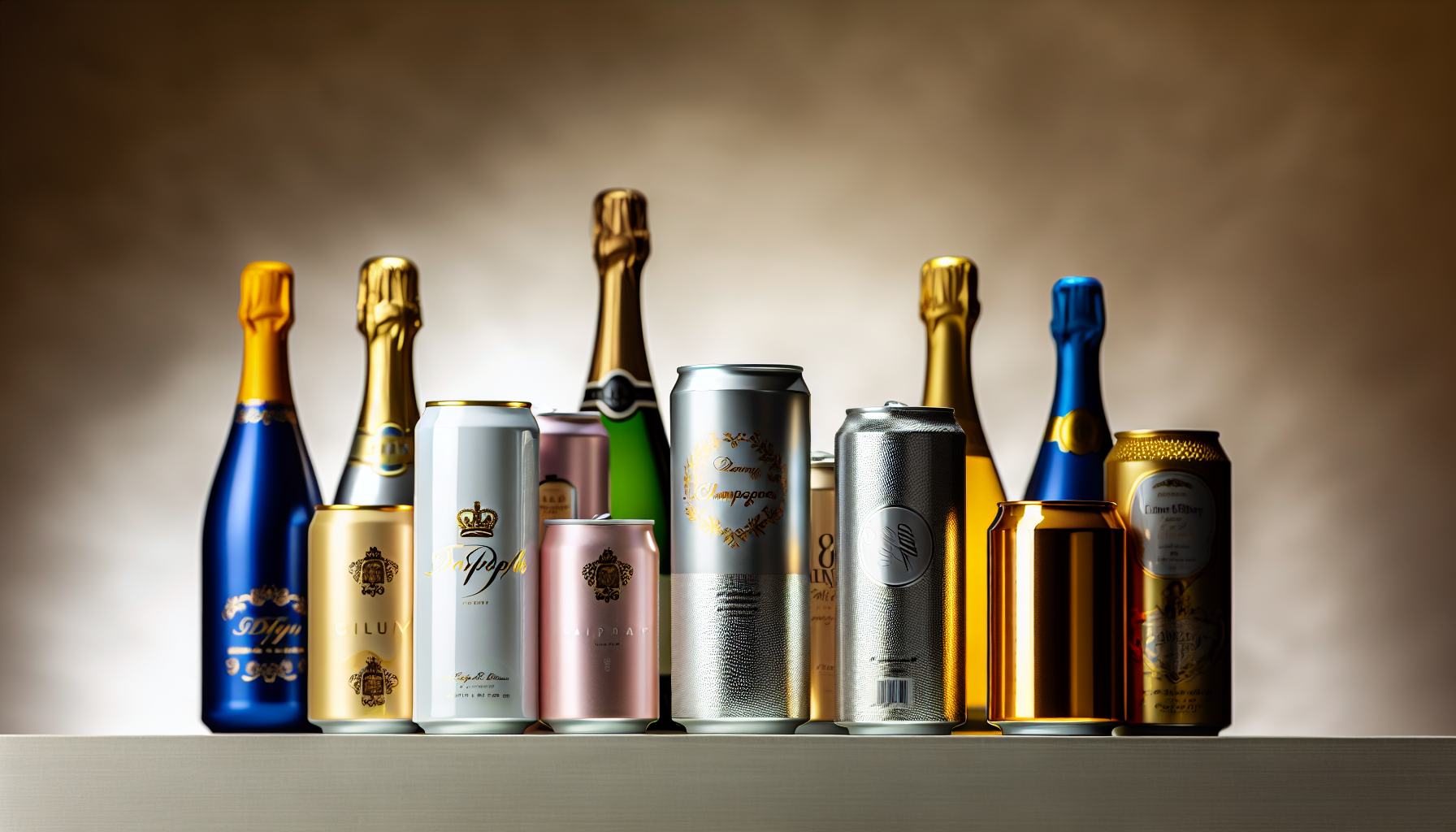 Variety of canned champagne