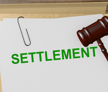 Court settlement with gavel
