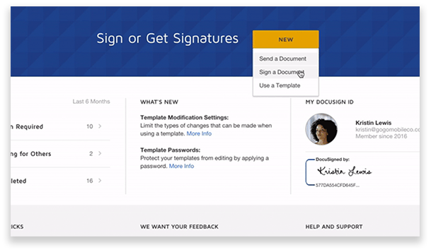 A screenshot of DocuSign, an example of a Salesforce integration.