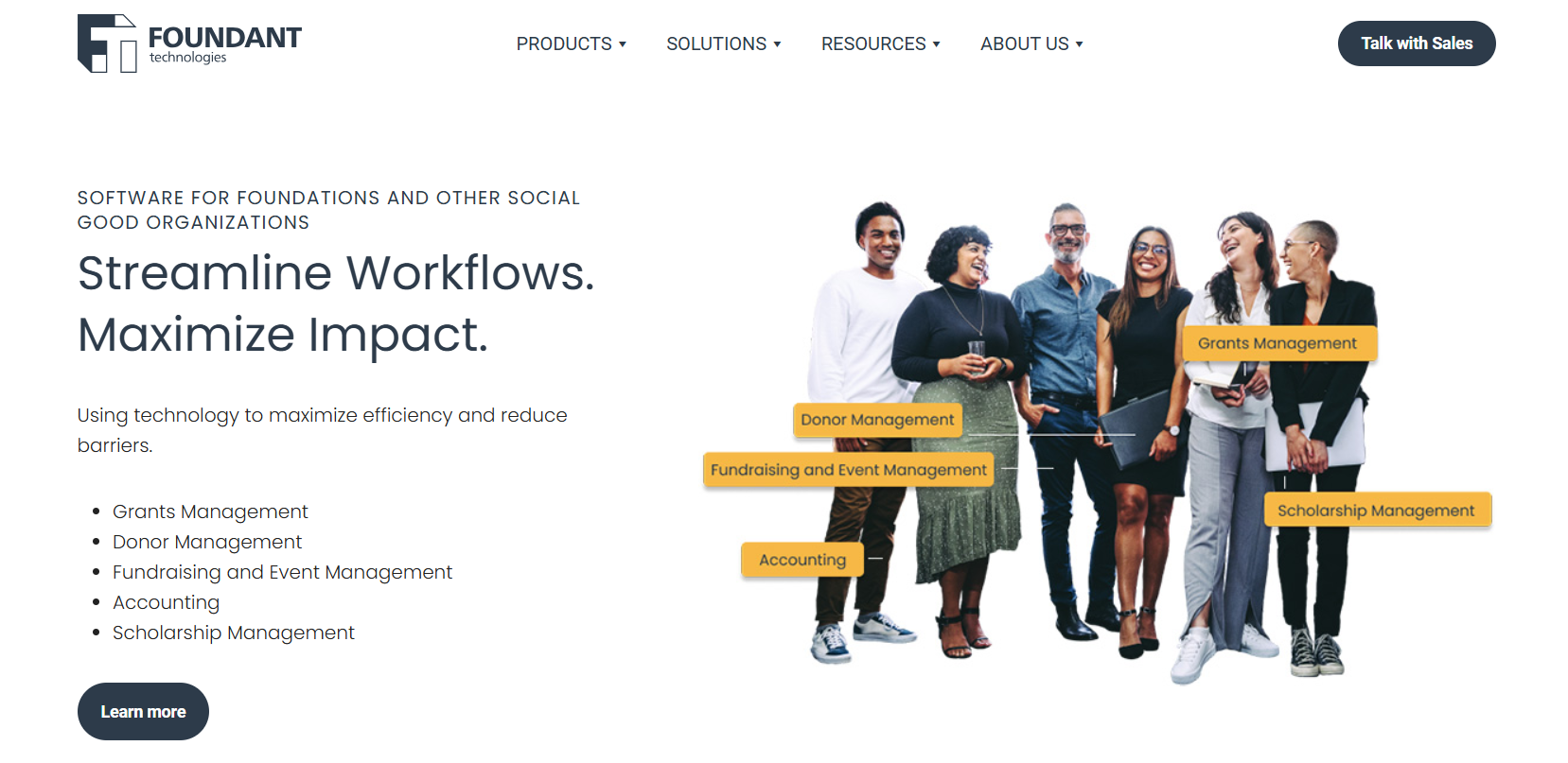 foundant technologies' homepage