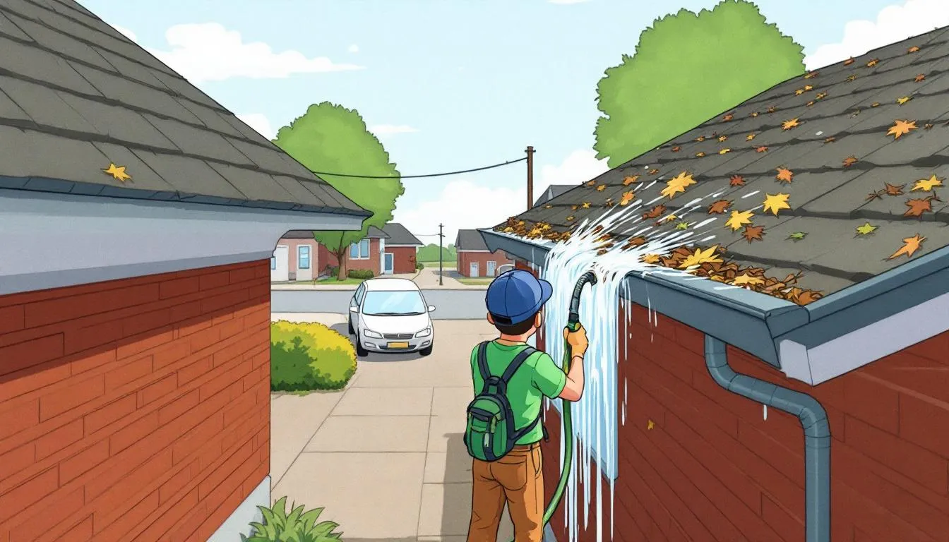 Methods for cleaning gutters from the ground using tools.