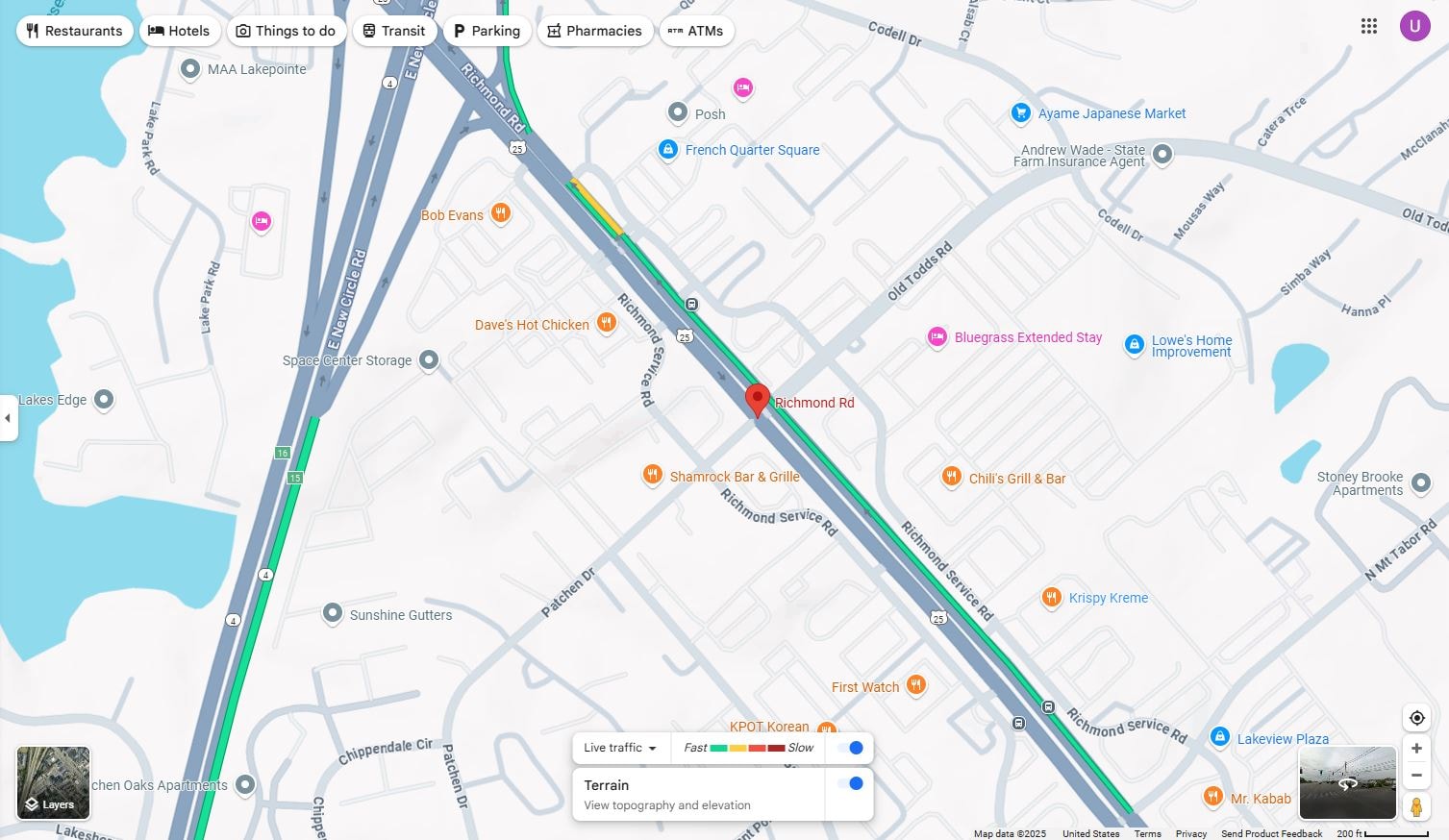 Map Image of Hotels on Richmond Rd Lexington KY
