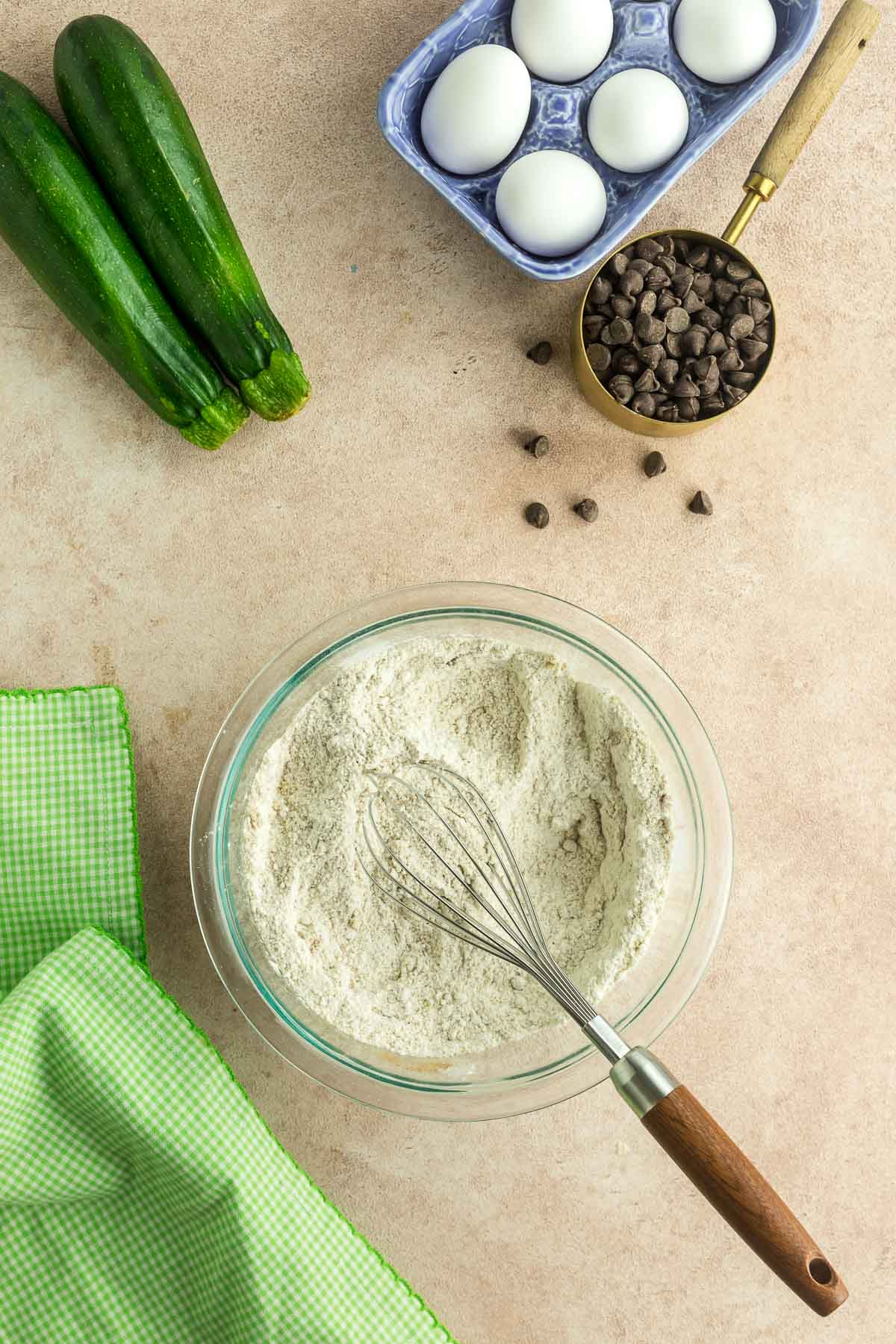 chocolate chip zucchini bread dry ingredients in a medium bowl whisk