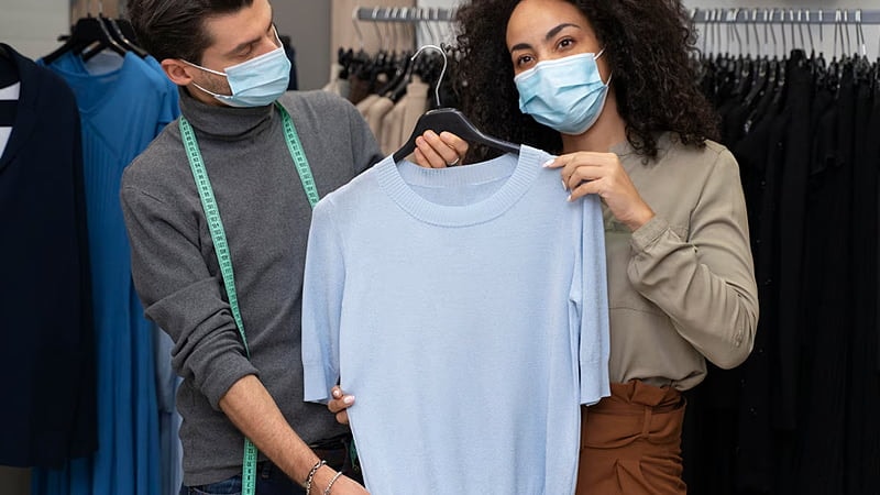 shirt sample being inspected