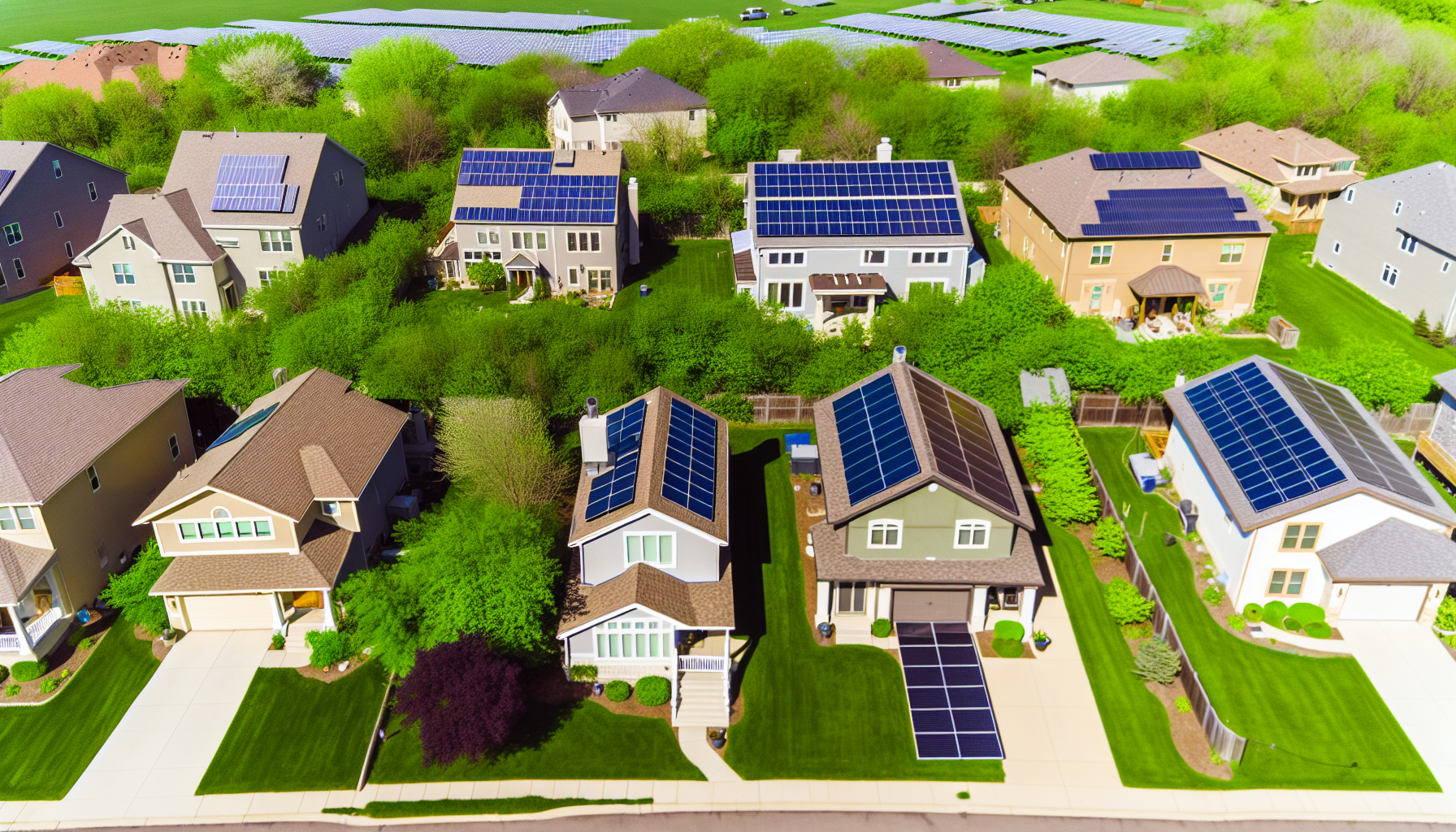 Variety of homes with different types of solar installations