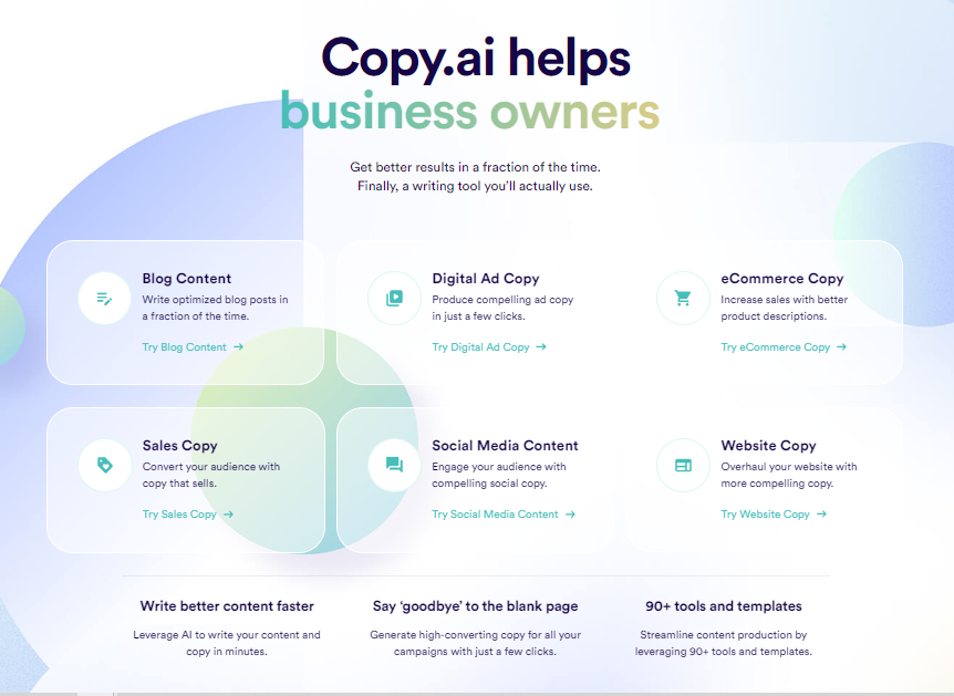 Copy.ai features list