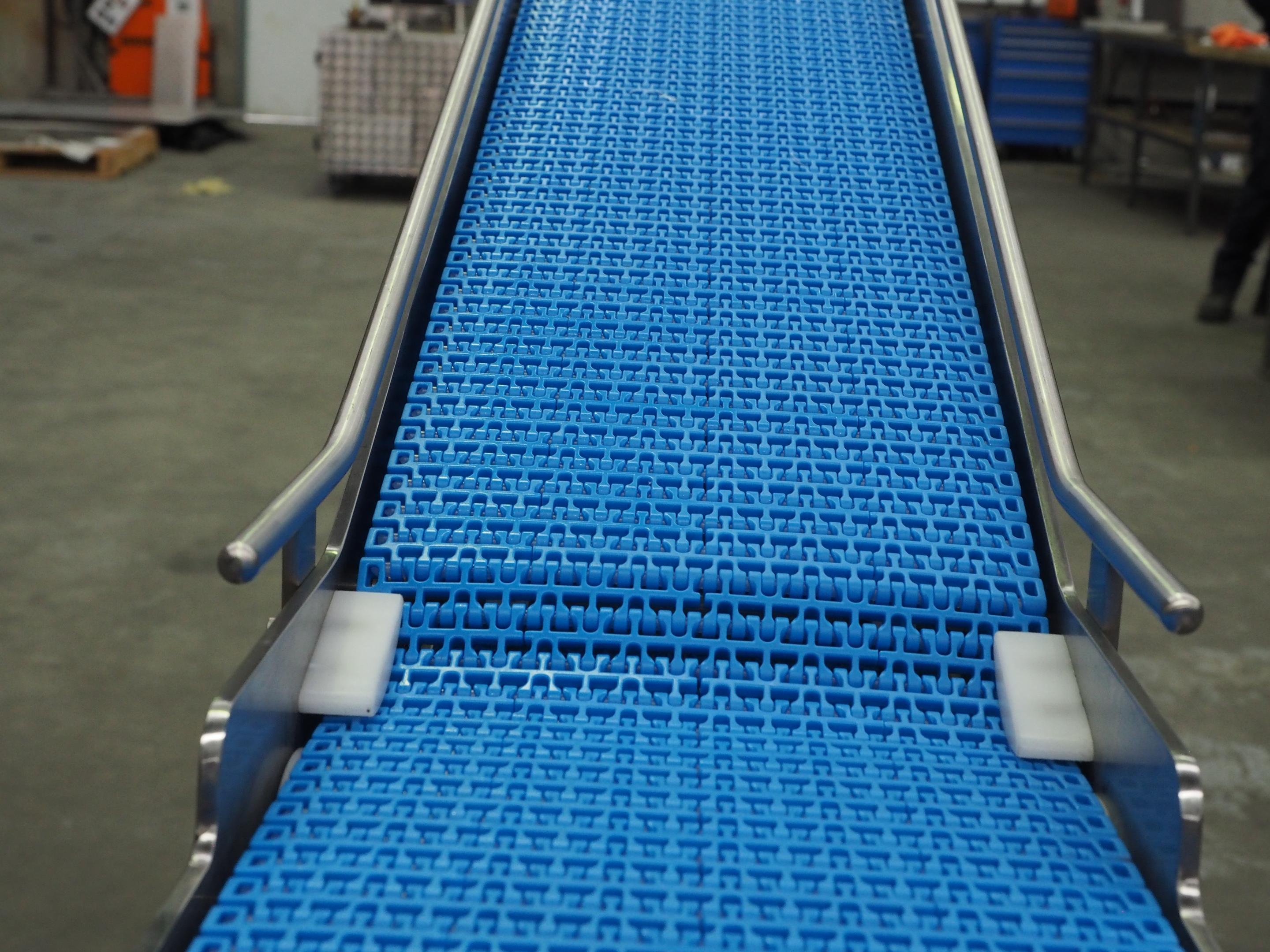 Another example of Jarlam's modular interlocking conveyor belts, designed for hygienic, efficient, and reliable food processing.