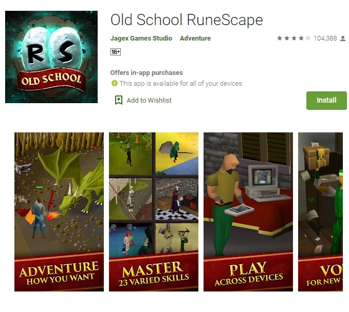 1.) Old School RuneScape Mobile Version