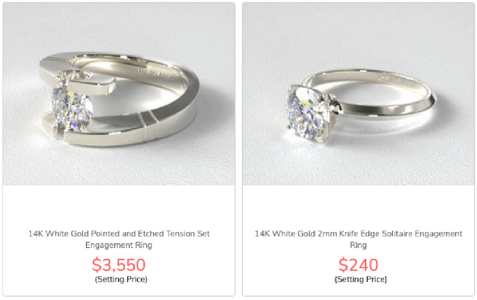 White gold price for white gold diamond engagement ring