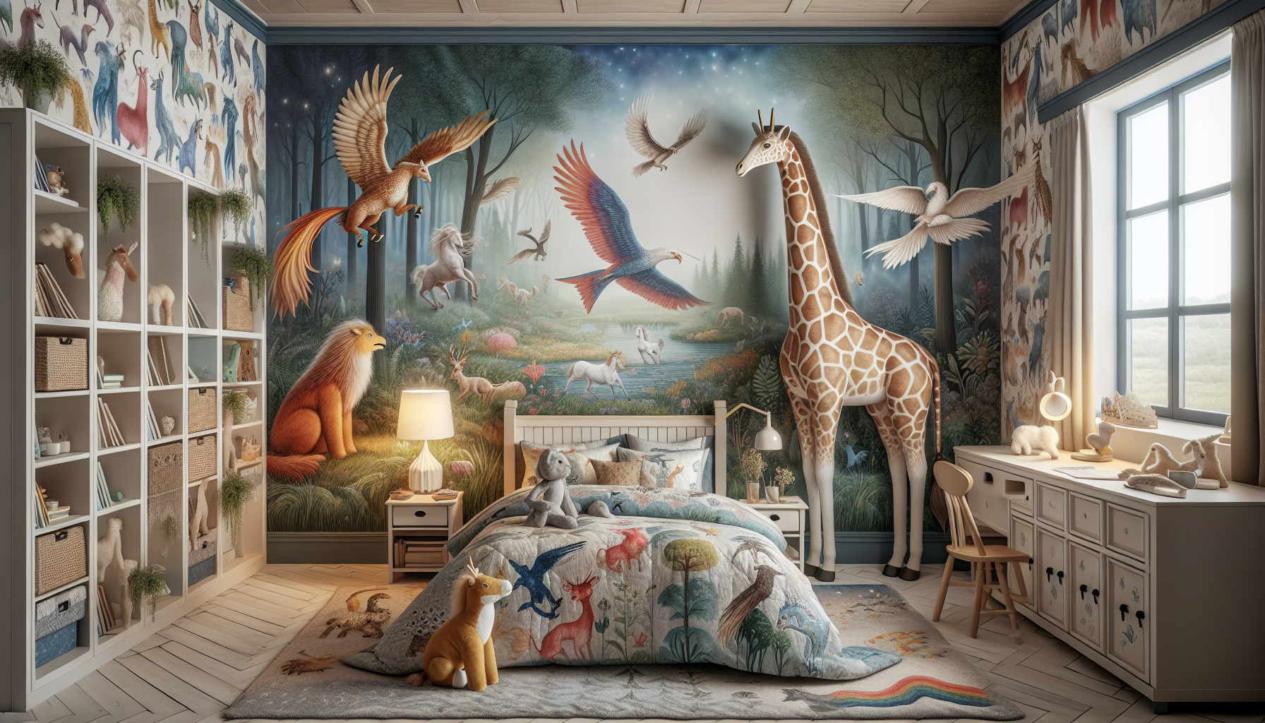 Enchanting dream animals in a children's room decor