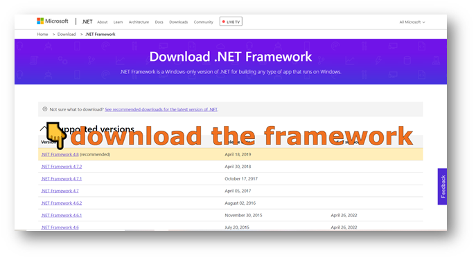 download Microsoft .NET framework