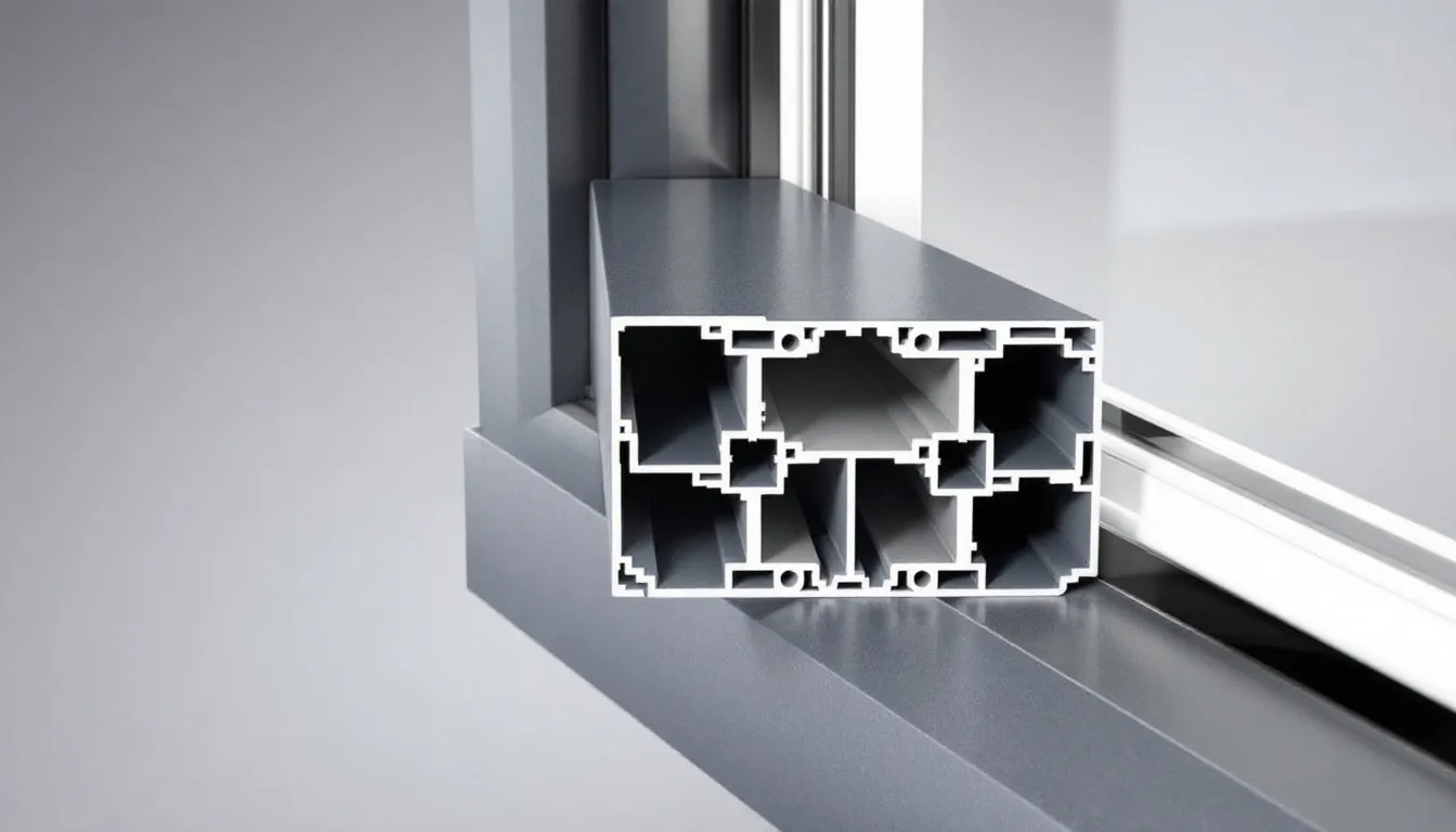 Close-up van een kozijnprofiel met verschillende luchtkamers die zorgen voor optimale isolatie. Dit type kunststof kozijn is ontworpen voor een goede isolatiewaarde en biedt een onderhoudsarme oplossing voor moderne woningen.