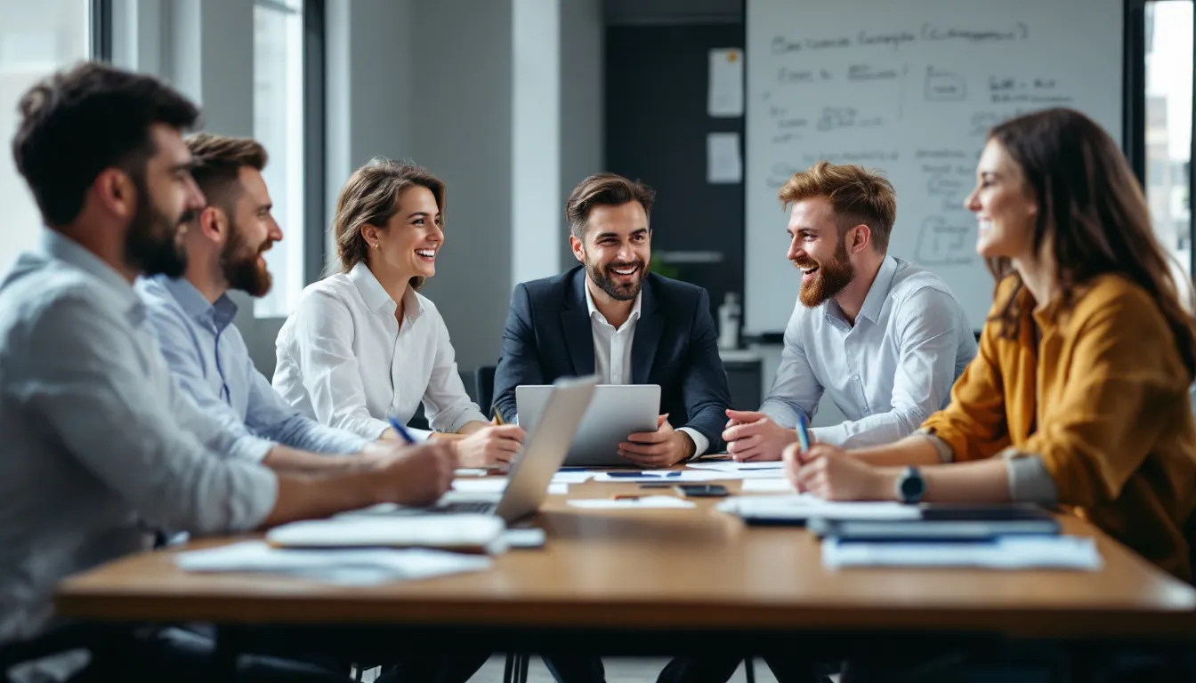 An image depicting the execution and management of a marketing campaign, showcasing a diverse team collaborating on a marketing plan, utilizing various marketing tools and strategies to effectively reach their target audience. The scene emphasizes the importance of clear campaign objectives and the collective effort in creating successful marketing campaigns.