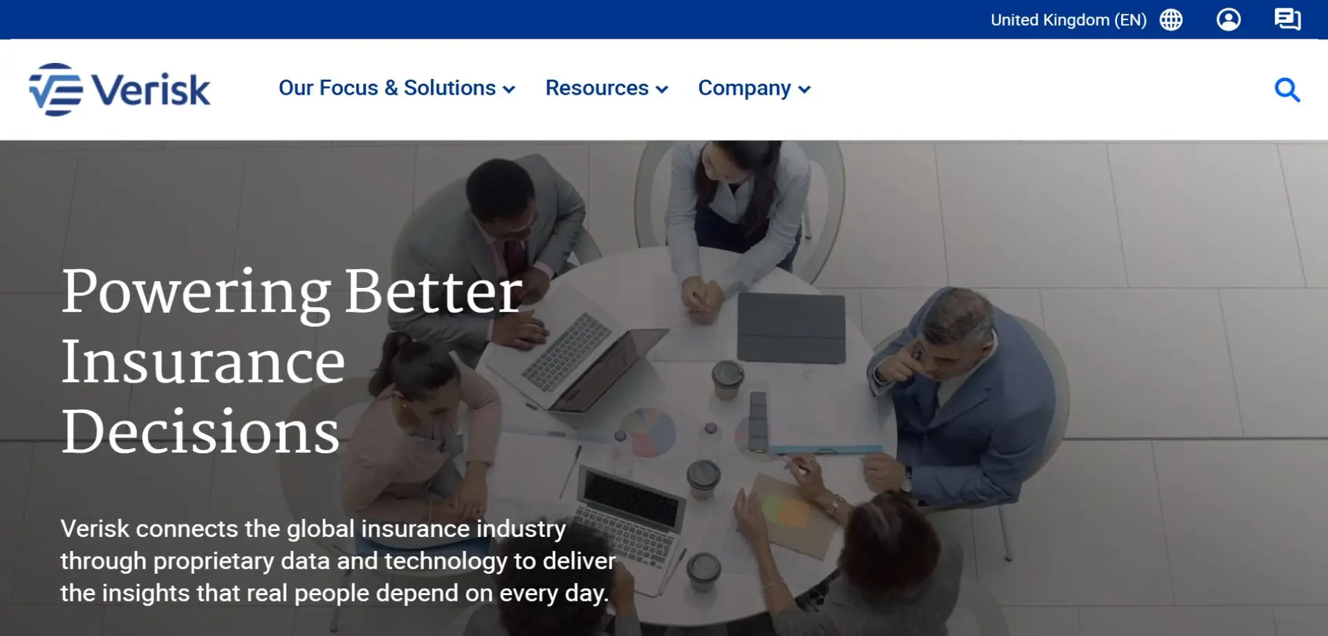 Homepage of Verisk website