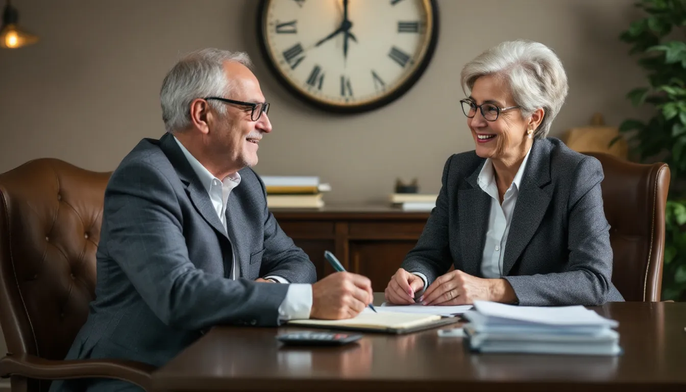 A person consulting with a financial professional about annuities and investments.