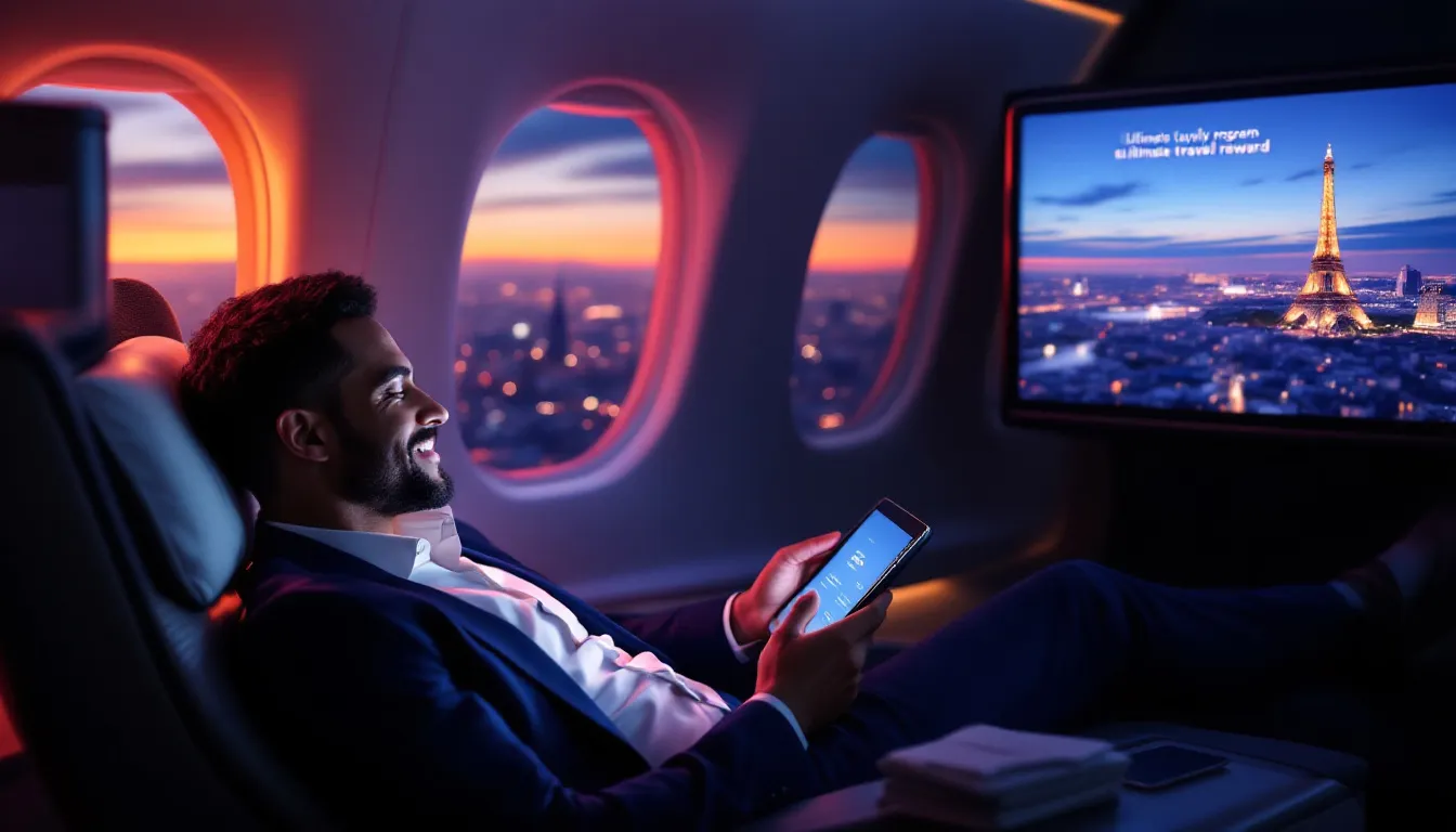 Ein Bild von einem Passagier, der in einer komfortablen Business Class sitzt, symbolisiert das Meilen einlösen für Upgrades.