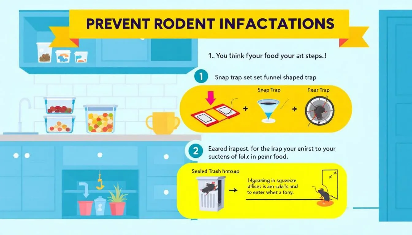Preventive measures against future rodent infestations, including traps and sealed food storage.