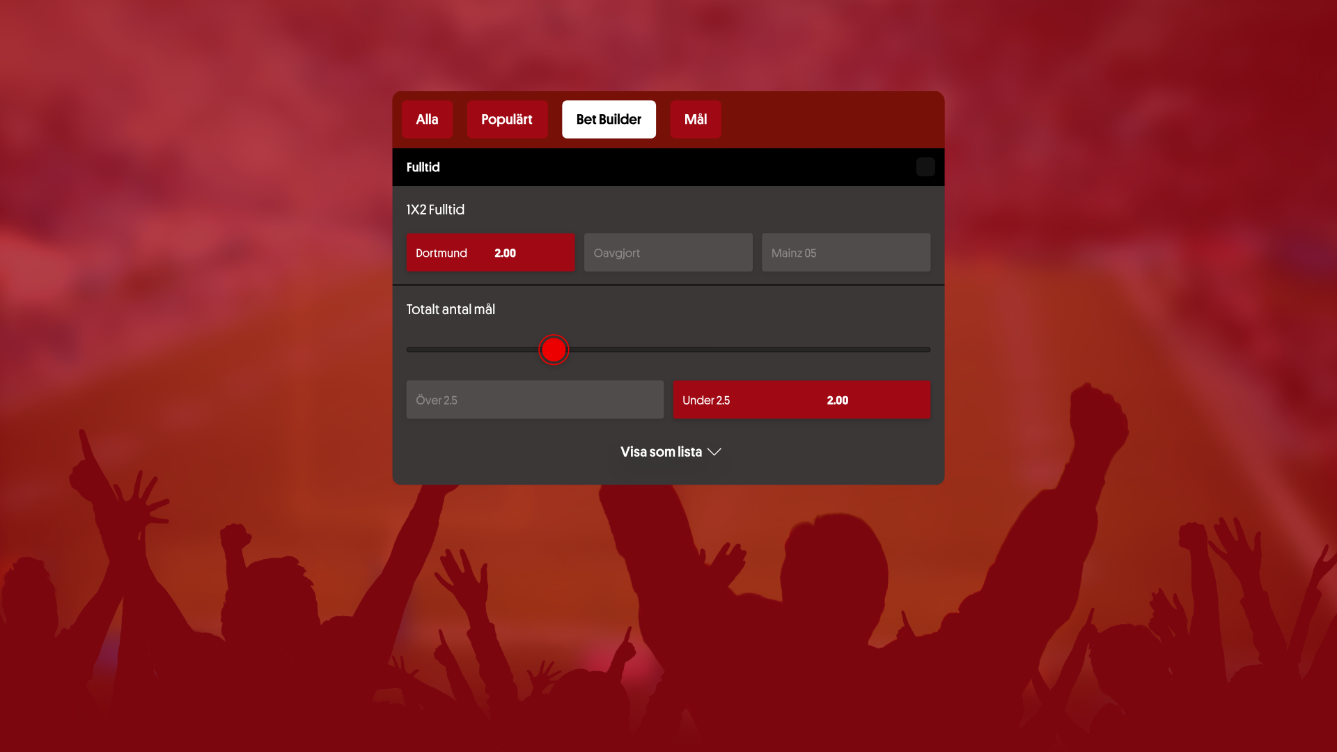 Oddset Bet Builder hos Svenska Spel Sport & Casino där spelare kan kombinera fotboll odds som 1X2 och totalt antal mål. Spela online på webbplatsen, 18 år gäller och spelstopp finns via Spelkoll.