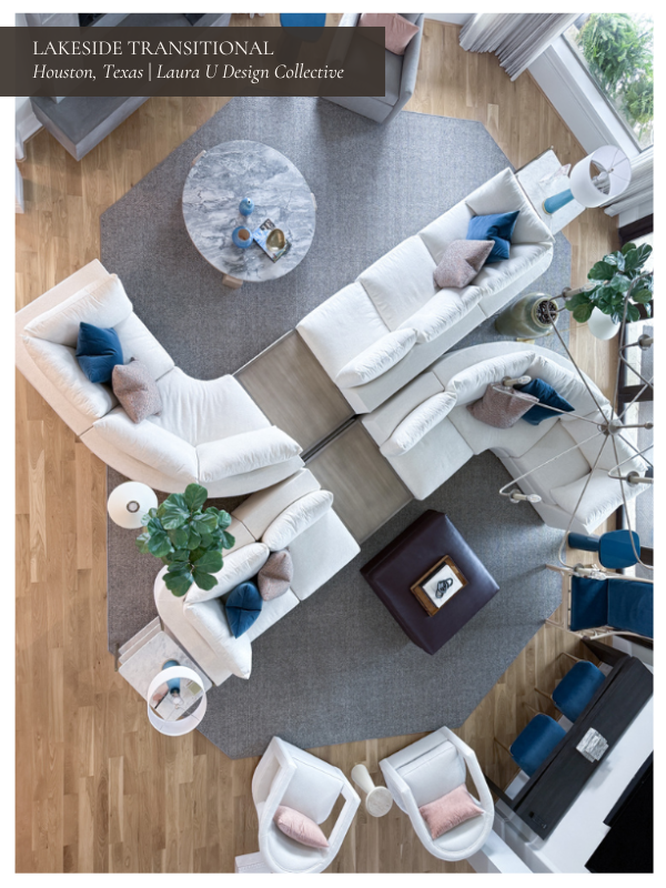 Each person has somewhere to sit in this custom sectional; our design team managed the entire process
