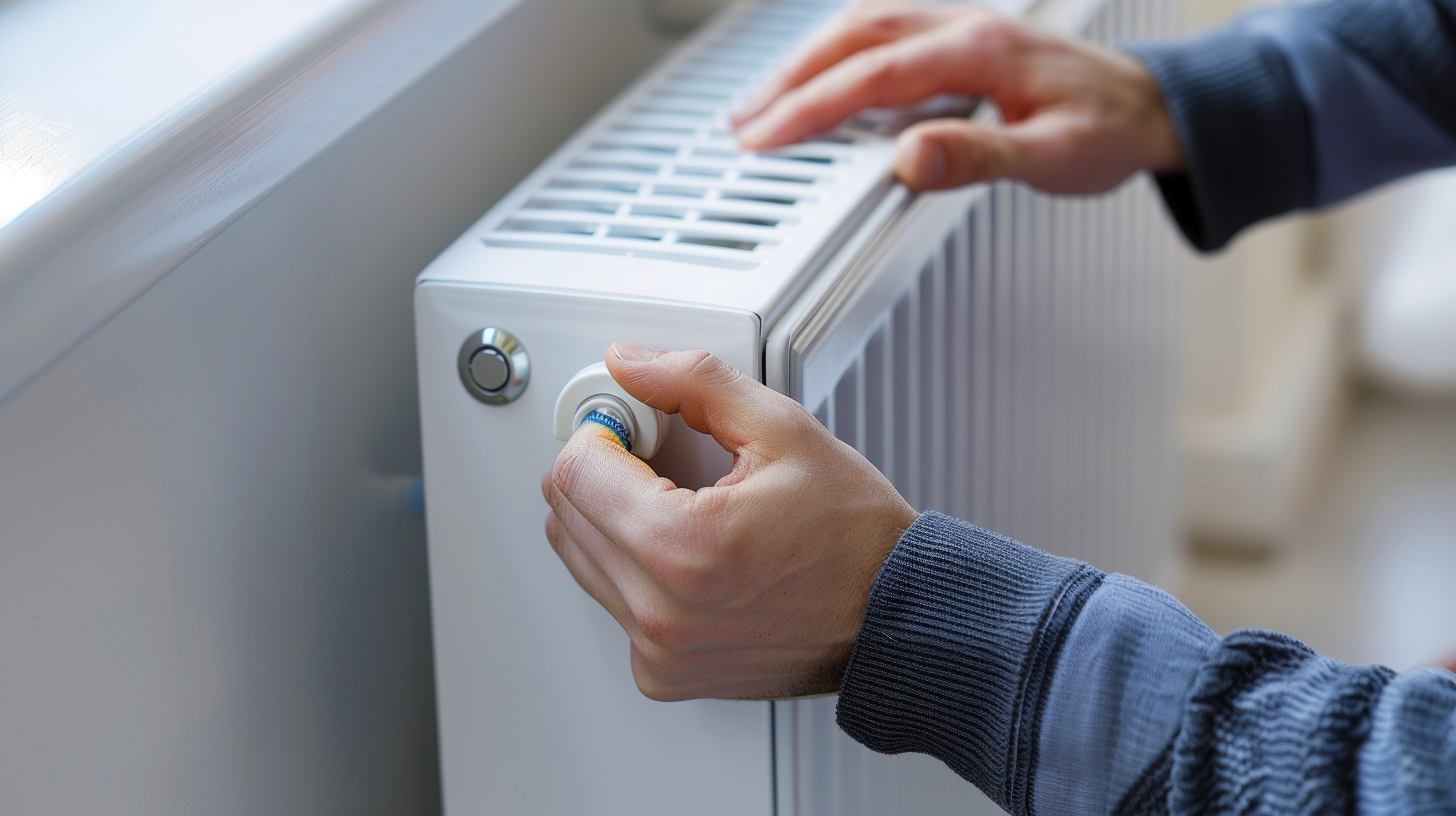 Illustration of a radiator being bled to release air from the system