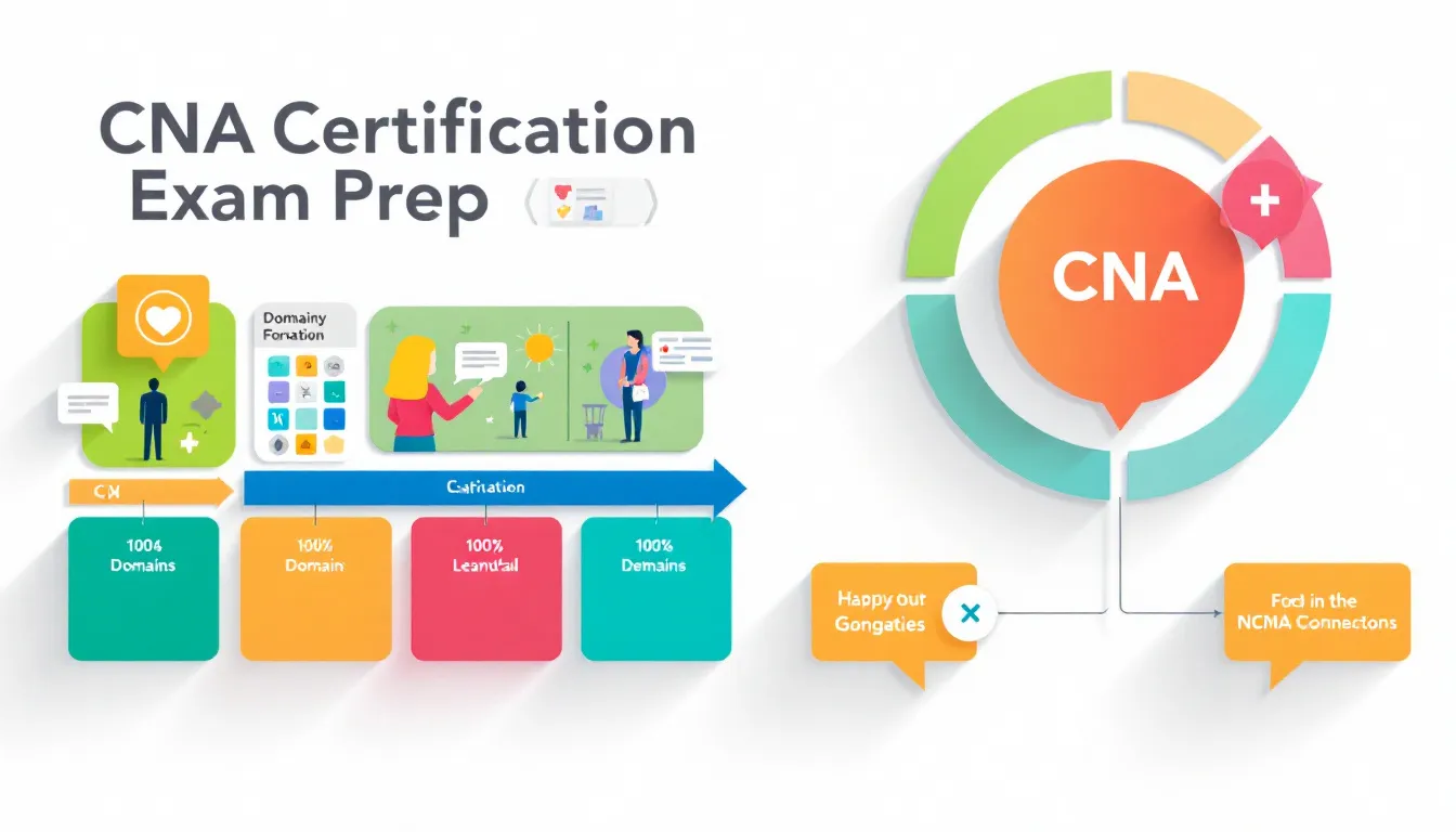 Preparing for the CNA certification exam with study materials.