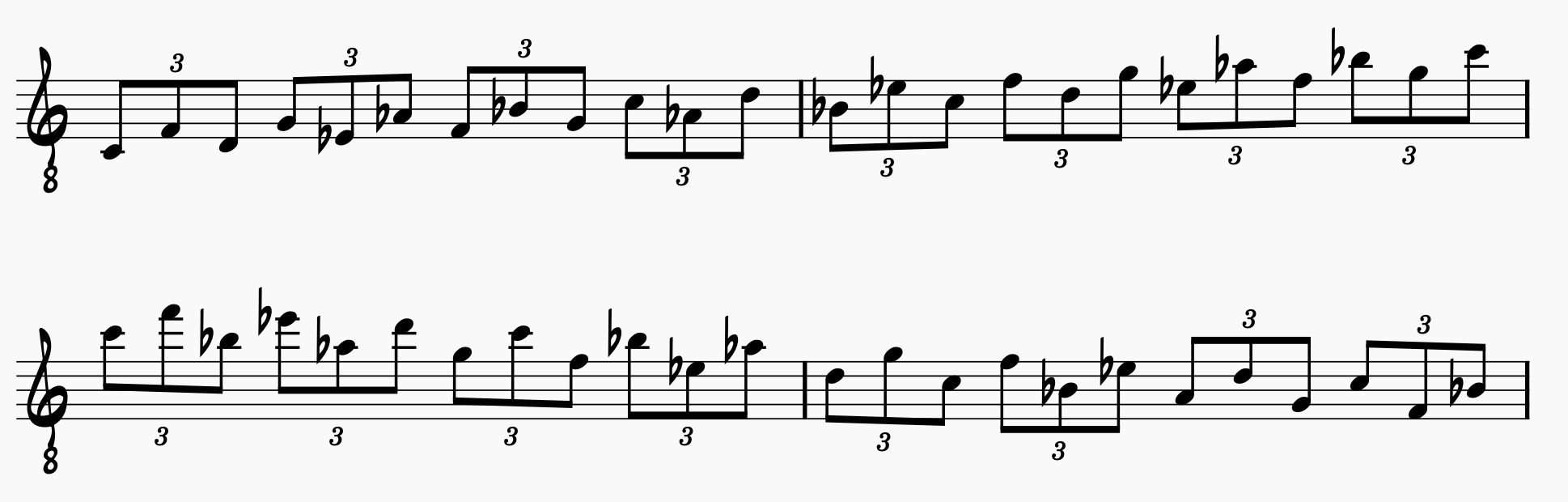 C natural minor in 4ths over a triplet rhythm