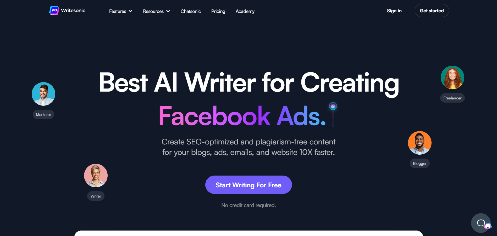 Writesonic main page
