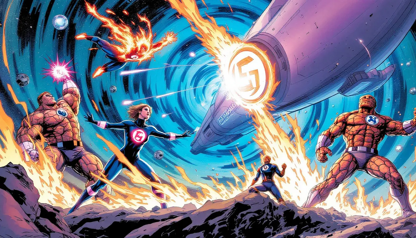 An engaging visual representation of the team dynamics between the Fantastic Four and the Guardians of the Galaxy.