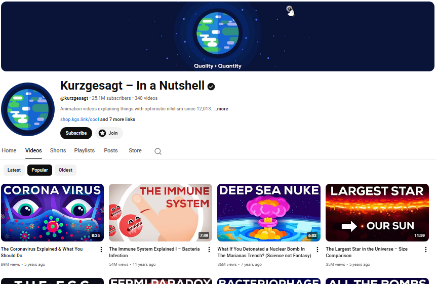 Kurzgesagt - In a Nutshell homepage.