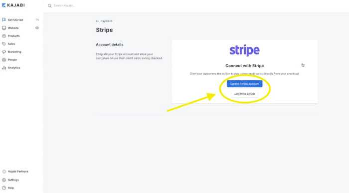 Screenshot of Stripe integration steps