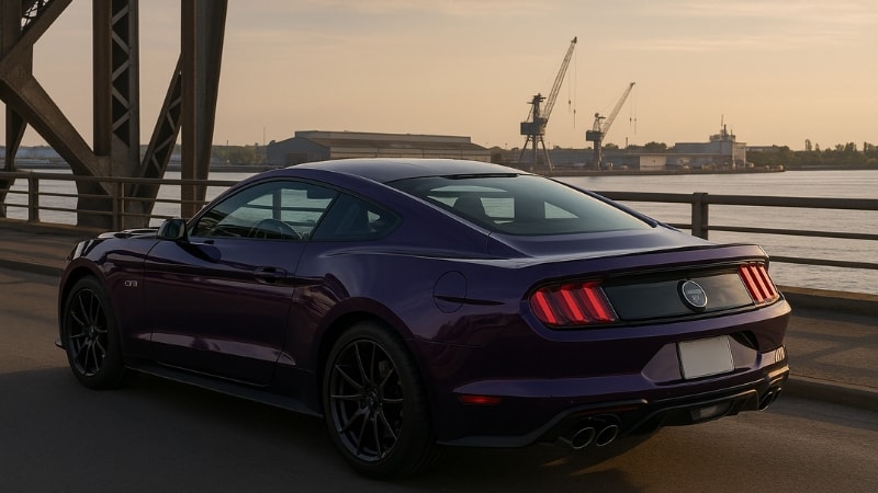 A coupe wrapped in purple vinyl wrap