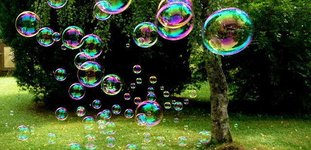 soap bubbles, childhood, iridescent