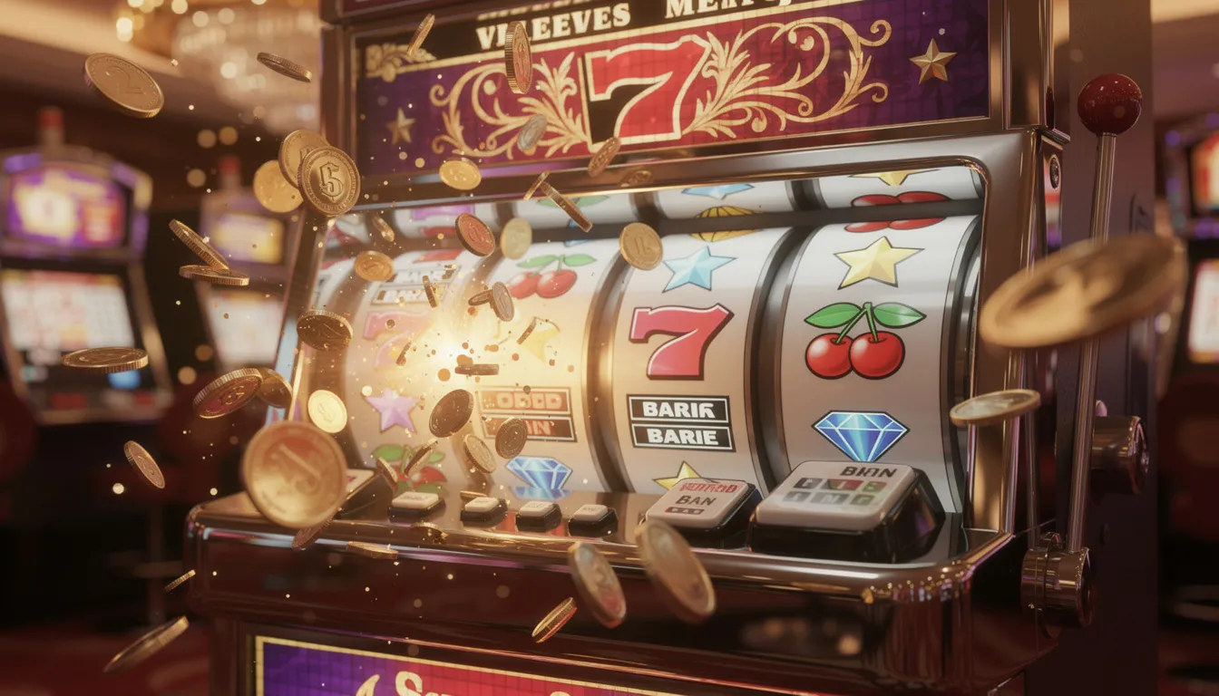 En färgglad spelautomat med livliga symboler och gyllene mynt som flyger runt. Denna slotmaskin erbjuder en spännande spelupplevelse med element som "red tiger gaming" och "piggy riches megaways".