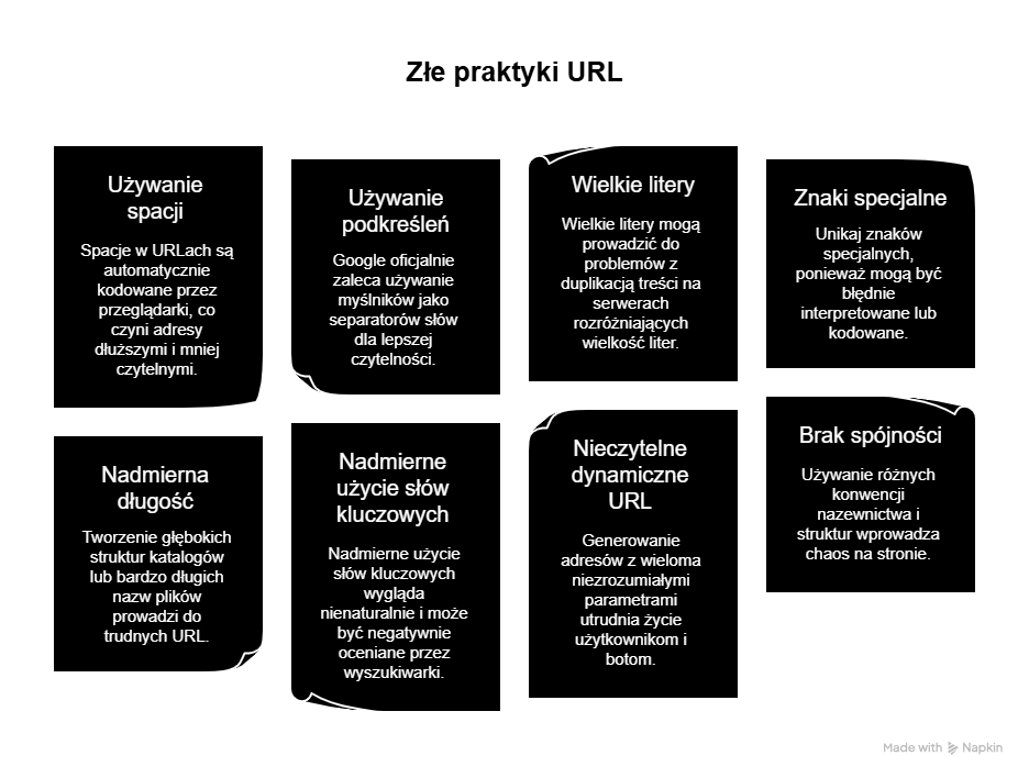 Jakich błędów unikać przy tworzeniu adresów URL?