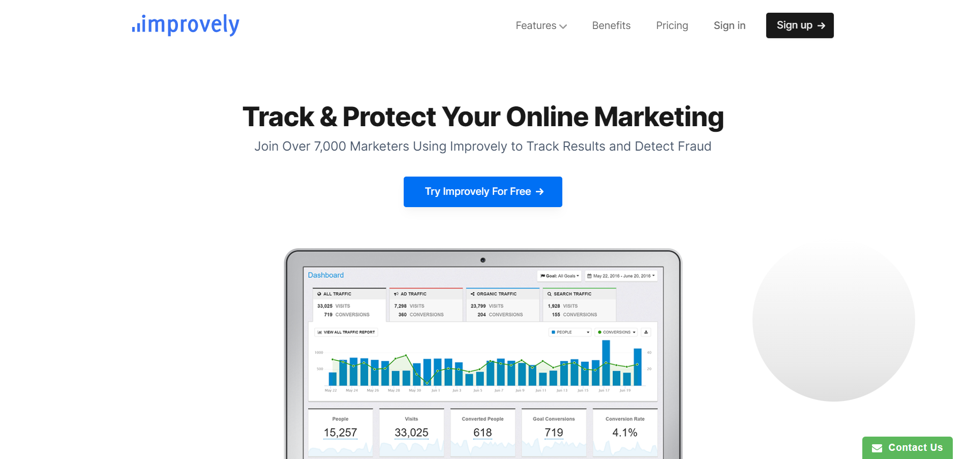 Improvely main page