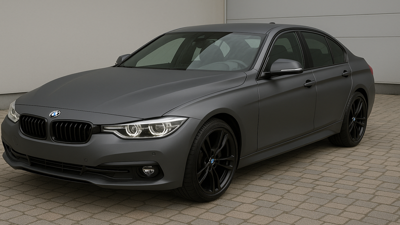 A car with satin grey wraps