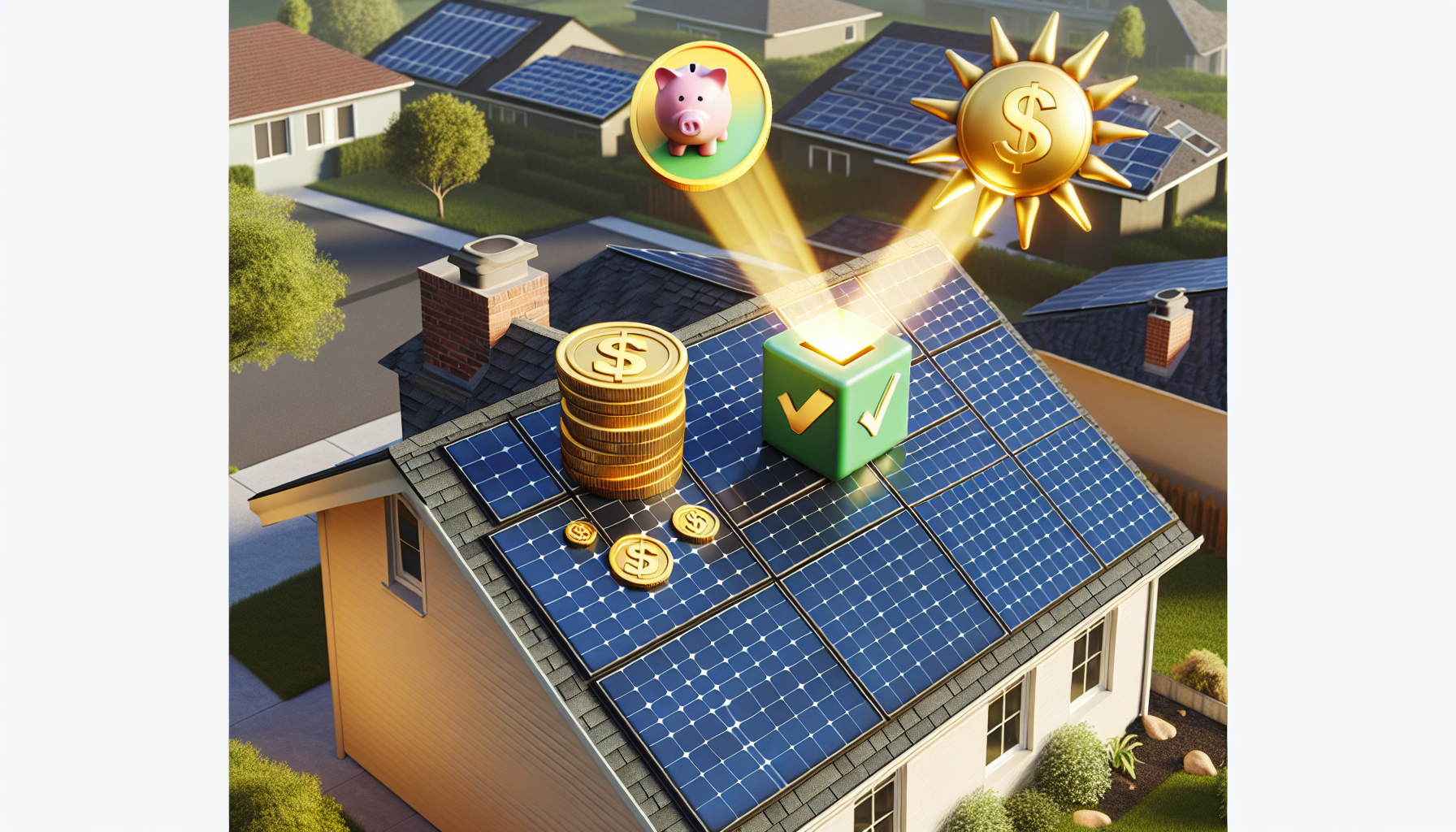 Illustration of financial benefits and incentives for solar panels