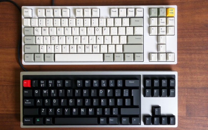 Comparison view of two keyboards