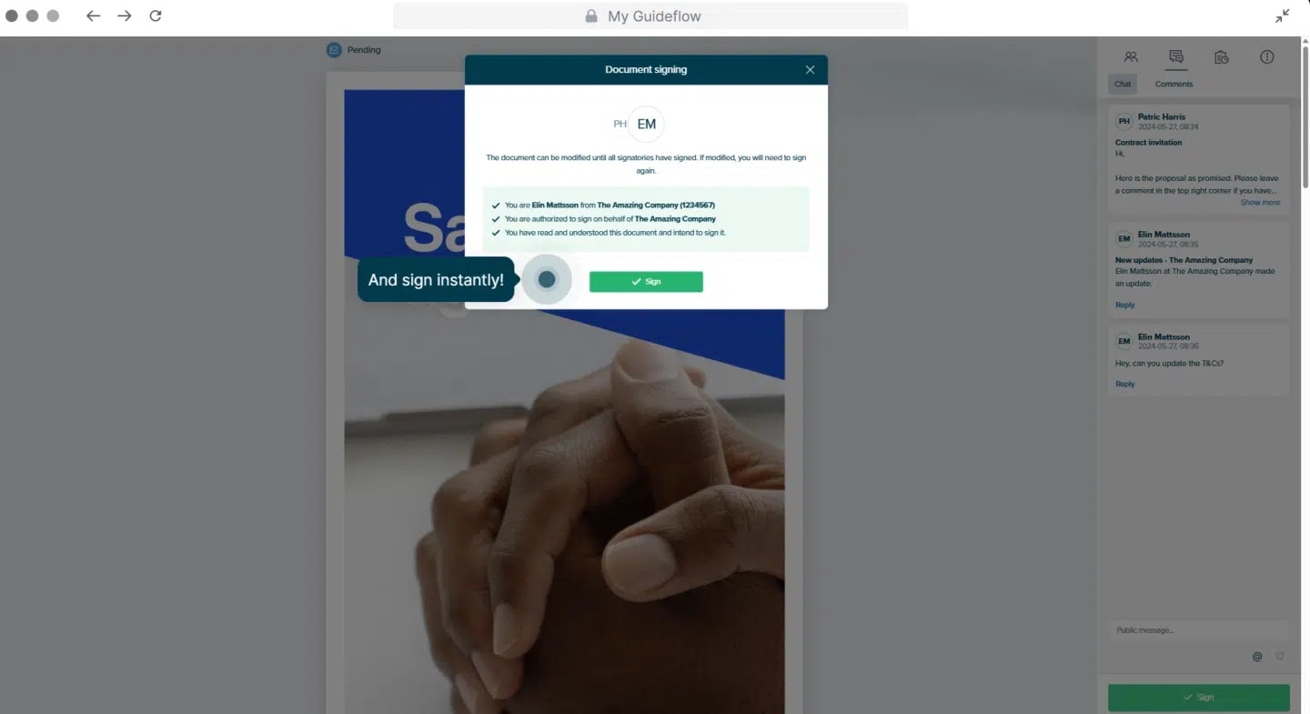 Screenshot van de Oneflow e-handtekening Salesforce integratie