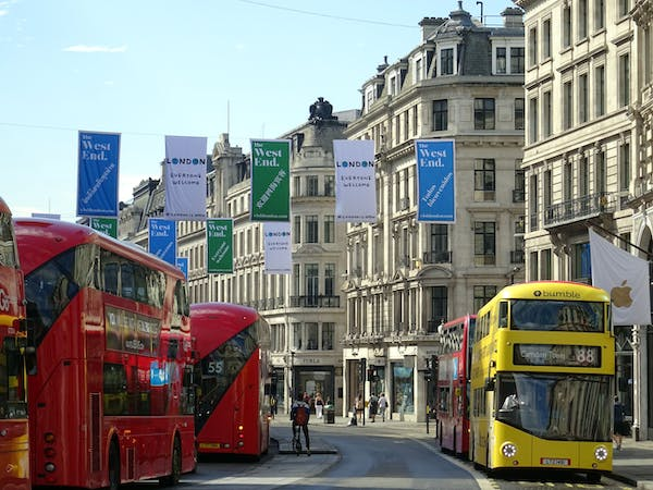 Public transportation in London. London bus