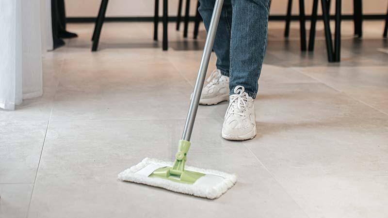 Dry Mopping at a Cafe