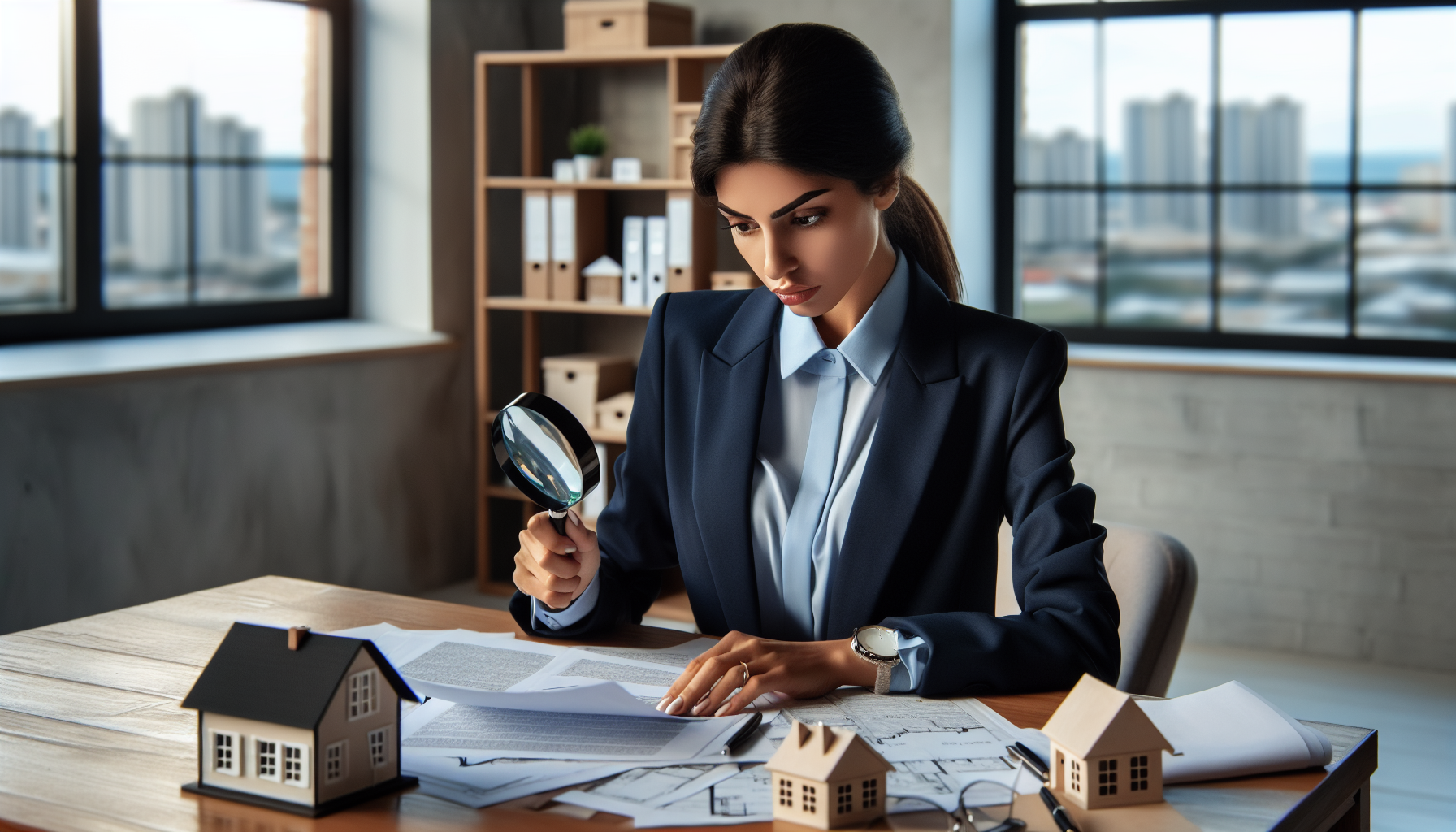Real estate agent reviewing documents