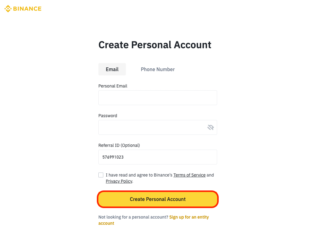 Create a Personal Account.